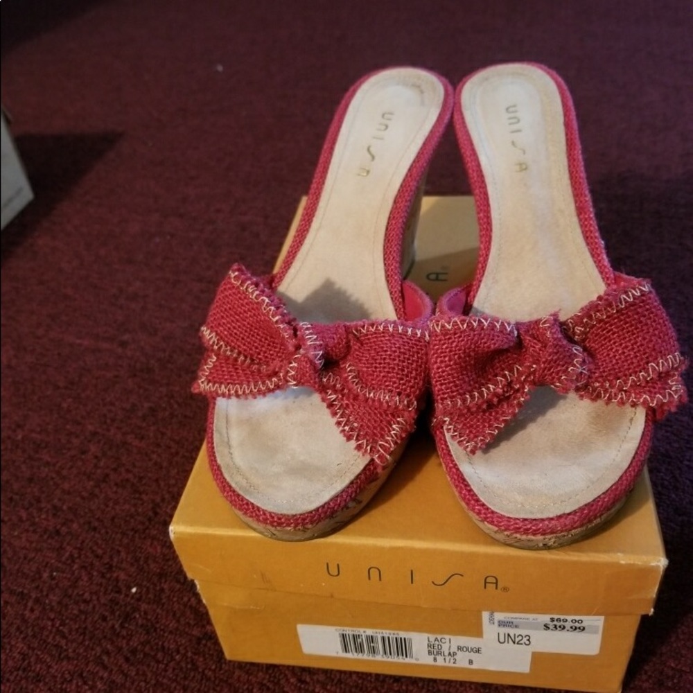 Unisa Laci Red Cork Wedge Sandals